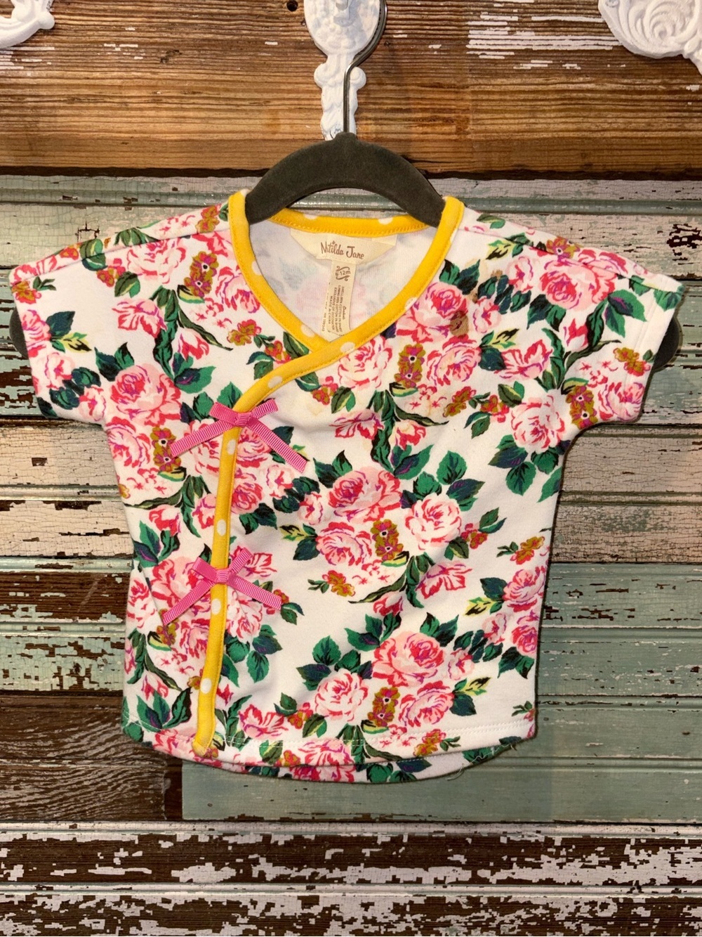 Matilda Jane Floral Wrap-Style Kids Top in Pink & Green